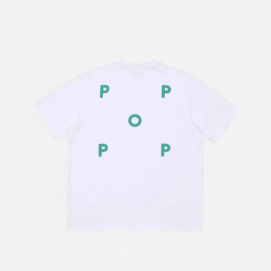 Pop Trading Company - Logo Tee -White/Peacock Green