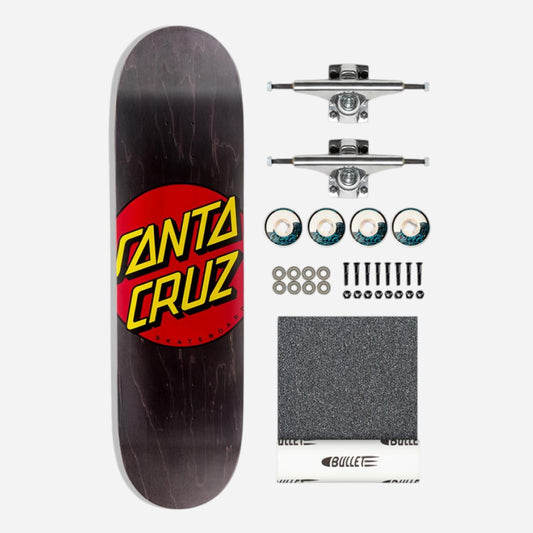 Santa Cruz - Classic Dot With Krux Trucks And Oj ELite Wheels Complete Kit - 8.25"