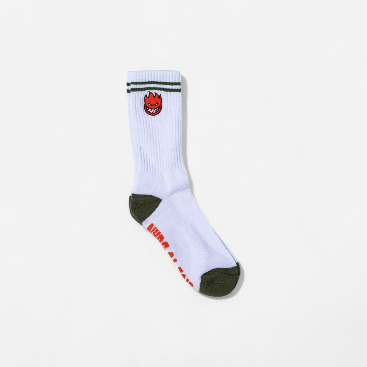 Spitfire - Bighead Fill Embroidered Socks - White/Olive/Red