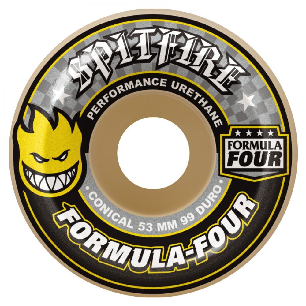 Spitfire - Formula Four Conical Yellow Print Wheels - 53mm 99du