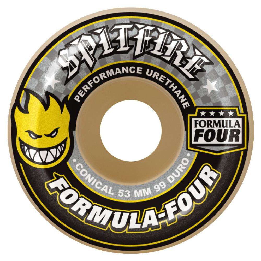 Spitfire - Formula Four Conical Yellow Print Wheels - 56mm 99du