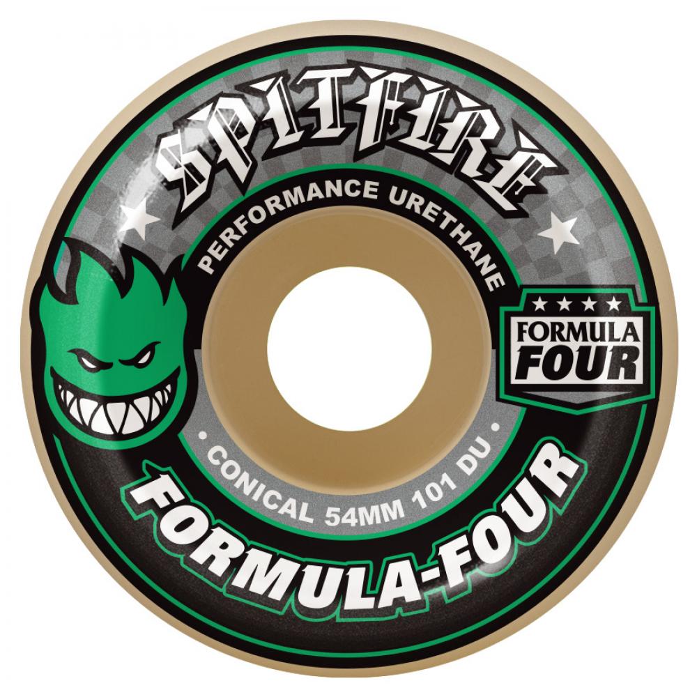 Spitfire - Formula Four Conical Green Print Wheels - 56mm 101du