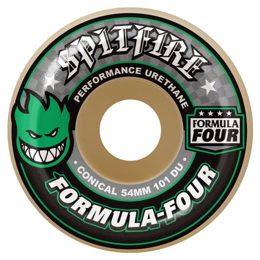 Spitfire - Formula Four Conical Full Green Print Wheels - 54mm 101du