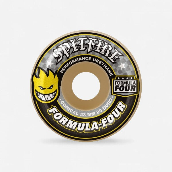 Spitfire - Formula Four Conical Yellow Print Wheels - 53mm 99du