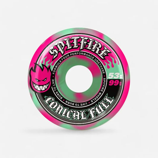 Spitfire - Formula Four Conical Full Pink/Green Swirl Wheels - 53mm 99du