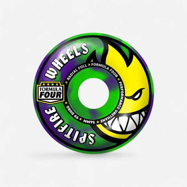 Spitfire - Formula Four Radial Full Purple/Green Swirl Wheels - 56mm 99du