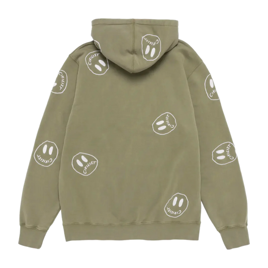 Civilist - Allover Smiler Hoodie - Olive