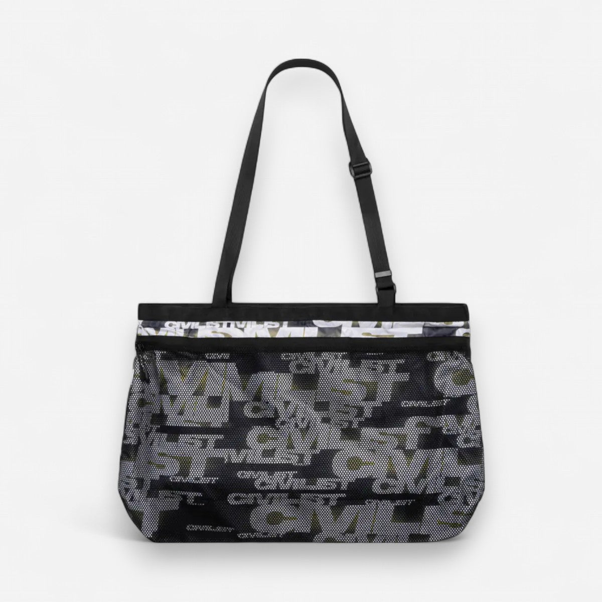 Civilist - Printed Mesh Tote - Charcoal/Yellow