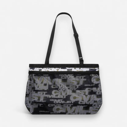 Civilist - Printed Mesh Tote - Charcoal/Yellow