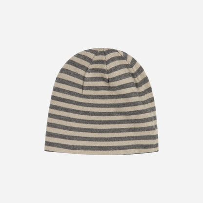 Bronze 56K - Emo Stripe Skull Beanie - Grey