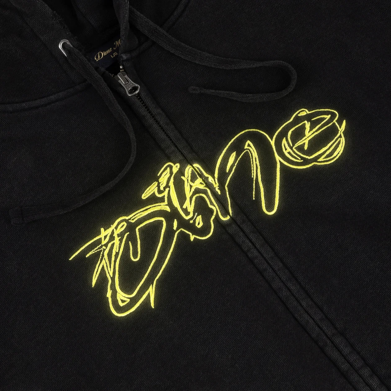 Dime - Distressed Terry Zip Hoodie - Acid Black
