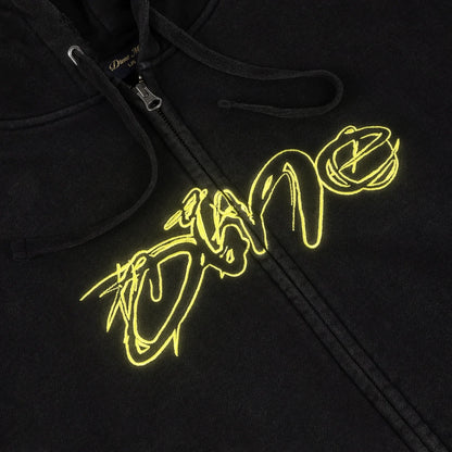 Dime - Distressed Terry Zip Hoodie - Acid Black