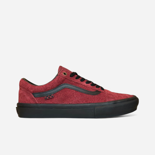 Vans - Skate Old Skool Hairy Suede Shoes - Black/Burgundy