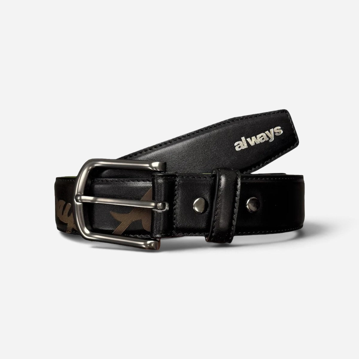 Always - Lazer Cowhide Belt - Black/Green