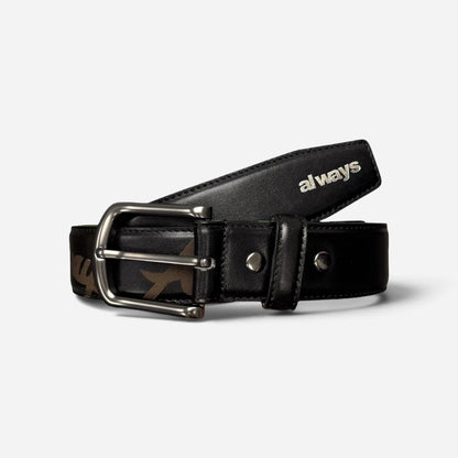 Always - Lazer Cowhide Belt - Black/Green