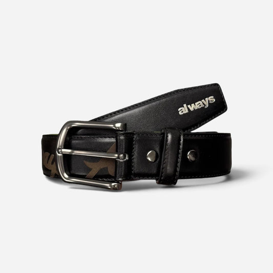 Always - Lazer Cowhide Belt - Black/Green