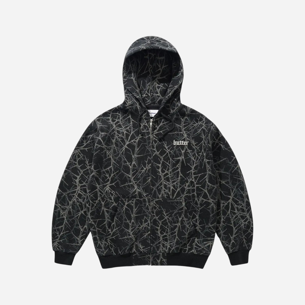 Butter Goods - Thorn Camo Waffle Zip-Thru Hood - Black