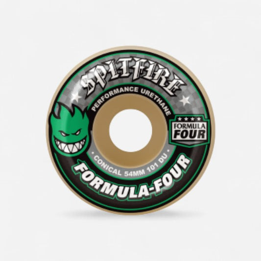 Spitfire - Formula Four Conical Green Print Wheels - 54mm 101du