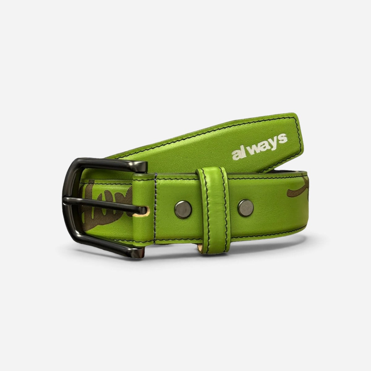 Always - Lazer Cowhide Belt - Green/Purple