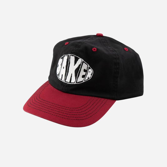 Baker - Sprayed Oval Snapback Cap - Black/Red