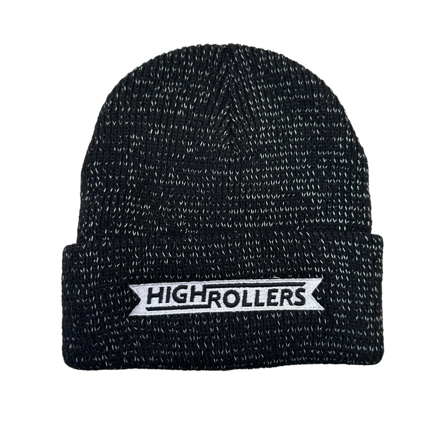 High Rollers - Reflective Yarn Logo Beanie - Black